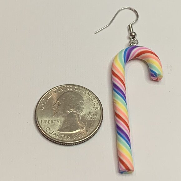 Candy Cane Earrings, Christmas Earrings, Holiday Earrings, Funny Food Earrings - Picture 5 of 5